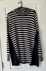 Susan Graver Women's Old Money Style Navy /White Stripe Sweater Size XL - Picture 1 of 11