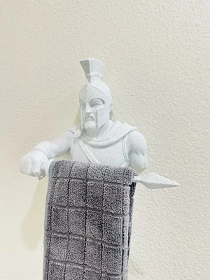 Toallero de mano espartano montaje en pared - guerrero griego decoración baño escultura Foto 1 de 4