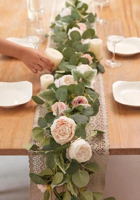 2pcs Artificial Flowers Garland Spring Eucalyptus Garland Vintage Fake Flower... - Image 1 of 4
