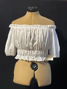 Crop top donna Altar'd State bianco spalle scoperte grande nuovo con etichetta - Foto 1 di 3