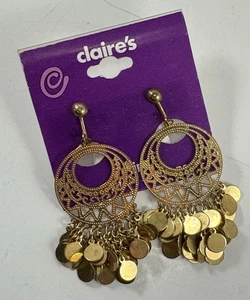 TBOT Gold filigree dangle boho sensitive Clip On Earrings Claire’s Jewelry - Picture 1 of 3