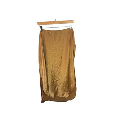 Lane Bryant Gold Satin Skirt Plus Size 20 Drape Front Midi Career Party - Image 1 of 4