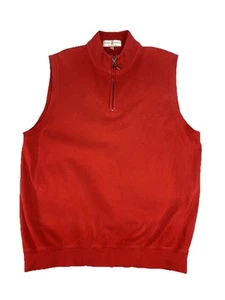 Fairway & Greene 1/4 Zip Vest Men Golf Top Red Sz L 100% Pima Cotton Mock Neck - Picture 1 of 7