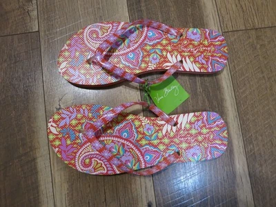 Chanclas para mujer Vera Bradley rojas/multi cachemira en el paraíso talla L 9/10 NUEVAS Foto 1 de 4
