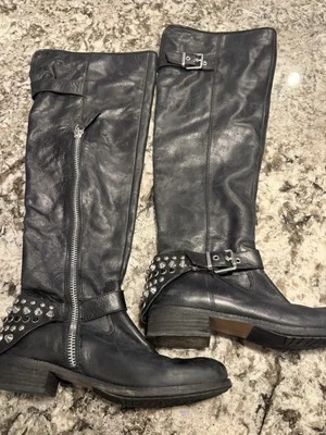 LUXURY REBEL LUNA Botas Sobre la Rodilla Cuero Negro Zapatos Para Mujer Talla 38m Foto 1 de 4