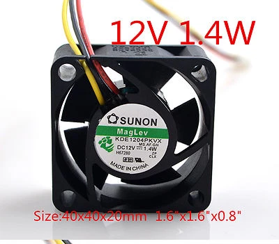 SUNON Cooling Fan KDE1204PKVX 4020 DC 12V 1.4W 4CM 40x40x20mm 1.6"x1.6"x0.8" - Image 1 of 4