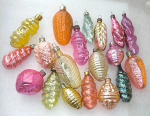 19 Antique Vintage Silver Glass USSR Christmas Ornaments Xmas Tree Decorations - Picture 1 of 4