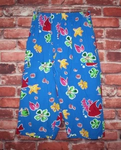 Island Planet Women's Cropped Pants Size XL Blue Printed Beachy Bright Colorful - Picture 1 of 4