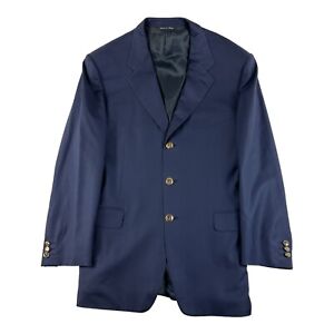 Canali Blue Wool Gold Button Mens Blazer Loro Piana Super 120s Size 42R 