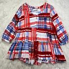 Maeve Women's M Red Blue Tiered Plaid Flowy Button Front Lila Blouse