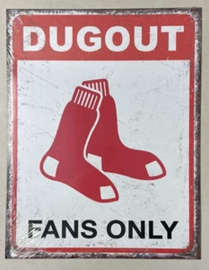 Boston Red Sox Fans Only Dugout Metal Tin Sign For Bar Man Cave Décor 16 X 12.5 - Picture 1 of 4