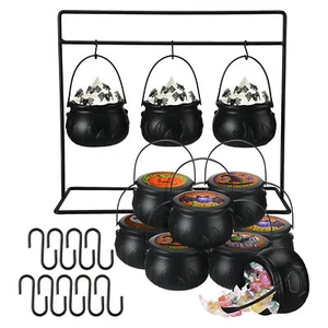 3 Witches Cauldron Serving Bowls on Rack Halloween Candy Servers Kitchen Decor - Picture 1 of 12