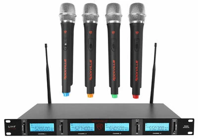 Rockville RWM4401UH UHF (4) Wireless HandHeld Microphones 4 Church Sound Systems - Image 1 of 4