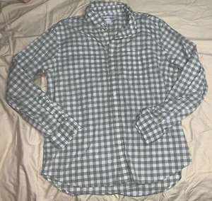 Old Navy Mens Long Sleeve Shirt Button Up Short Size L green & white 1 Pocket - Bild 1 von 6