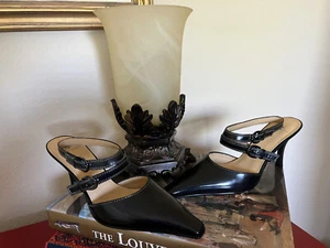 Anne Klien Women's Black Leather Slingback Size 7.5 Never Worn! - Picture 1 of 4