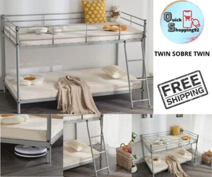 Cama Litera De Metal Con Escalera Dormitorio Para Niños, Adultos Color Gris - Picture 1 of 10