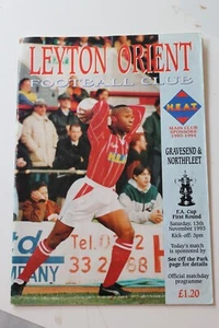 93/94 Season FA Cup 1st Round Leyton Orient v Gravesend & Northfleet Programme - Picture 1 of 2