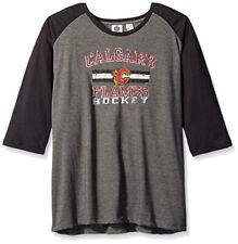 NHL Calgary Flames Womens 3/4 Raglan Sleeve Distress Logo T-shirt Size 2x
