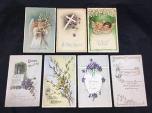 Embossed Easter Vintage Greetings Post Cards Set of 7 Early 1900s Posted - Picture 1 of 10