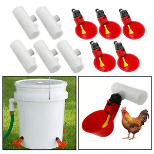 5Pcs Automatic Water Drinking Cups Bird Coop Feed Poultry Chicken Fowl Drinker - Picture 1 of 4