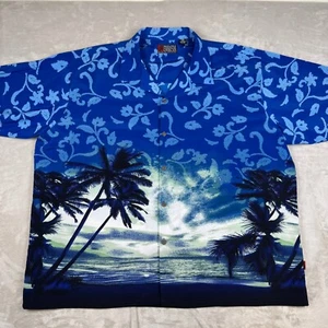Camicia hawaiana uomo Pineapple Connection taglia 3XB blu AOP floreale tribale Corea - Foto 1 di 9