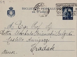 CARTOLINA PER UMBERTO BIANCHI BOLZEDI CASTELLO DI AMIGAZZI TRADATE VARESE - Imagen 1 de 1