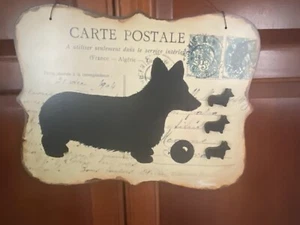 Metal corgi message board with three corgi-shaped magnets with wire hanger - Picture 1 of 2