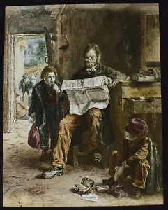 VICTORIAN PAINTING KEPT IN C1890 TINTED Magic Lantern Slide - Picture 1 of 5