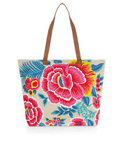 ACCESSORIZE SUZIE WOW EMBELLISHED FLOWER TOTE BAG BEACH TROPICAL FLORAL LARGE