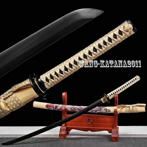 "Espada funcional afilada samurái japonesa negra de acero T10 lista para batalla de 40""" - Imagen 1 de 10