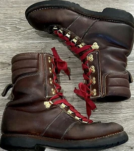 Mont Blanc Mens Vintage Brown Leather Hiking Lineman Boots Size 8 D 86088 - Picture 1 of 9