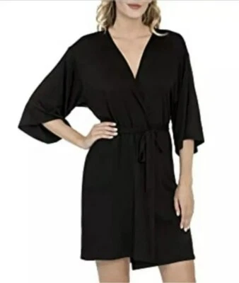 Bata con cinturón Secret Treasures manga codo negra suave elástica tejida XL Foto 1 de 4