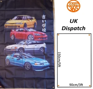 Honda Flag Garage Flag Banner 3x5ft Mancave 90x150cm Integra Dc2 Dc5 CRX EK EG - Picture 1 of 3