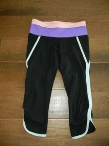 IVIVVA LULULEMON girls black quick trick capris crop leggings, size 8 - Picture 1 of 6