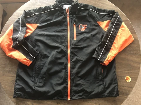 Baltimore Orioles MLB Genuine Black & Orange XL Lightweight Zip Up Jacket Cover