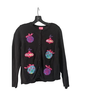 J. Khaki Black Girls Size 14 Christmas Sweater with Ornaments  - Image 1 of 4