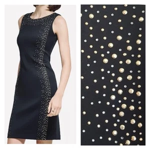 Vestido midi de jersey elástico con tachuelas negras doradas de Calvin Klein talla grande 20W - Imagen 1 de 17
