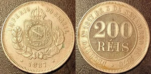 Brazil - Pedro II - 200 REIS 1887 ! KM#484 - Picture 1 of 1