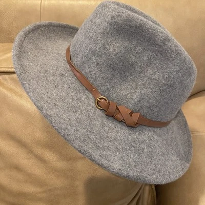 Fedora Style 100% Wool Hat Altered State Gray Faux Leather Trim Boho One SZ NWT - Image 1 of 4