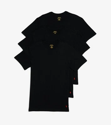 Paquete de 3 camisetas interiores Polo Ralph Lauren L15811 negras ajustadas de algodón talla S Foto 1 de 4