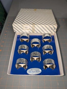 Vintage Silber Paisley Wirbel Serviettenringe Set von Shelton Ware Abendessen Party - Bild 1 von 15
