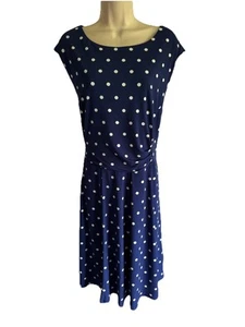 Woman’s Coldwater Creek dress blue with white polkadot a-line silky pullover 18W - Picture 1 of 13