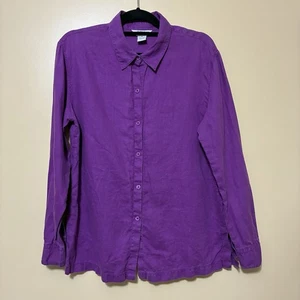 Brooks Brothers 346 100% Linen Button Up Shirt Women’s 12 Purple Long Sleeve - Picture 1 of 7
