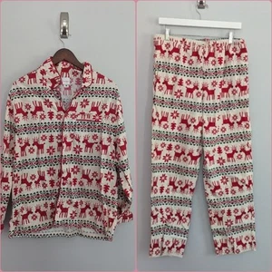 Unisex Hanna Andersson Large Top & Medium Pants Fair Isle Flannel - Picture 1 of 5