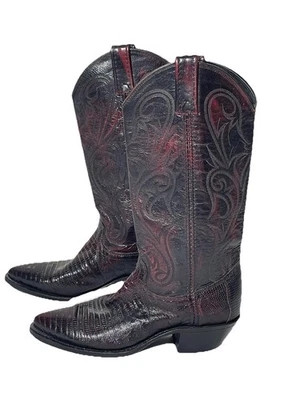 Botas vaqueras occidentales Dan Post exóticas de cuero lagarto marrón caoba para mujer 6,5 Foto 1 de 4