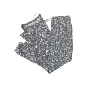 Lates by Kate Jam Pants Long Sleeve Pajama Set Castor Grey Creamy Dot Polka Dot - Picture 1 of 6