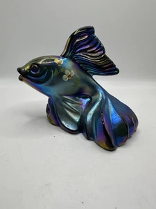 Fenton Favrene Koi Fish Floral Figurine 2005 - Picture 1 of 14