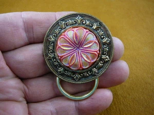 #E-325) Red Czech Eyeglass flower pin pendant ID badge holder - Picture 1 of 1