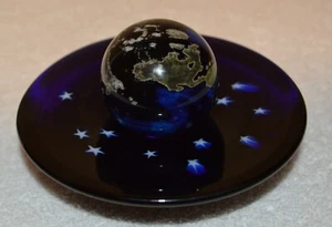 Starry Night Bowl w/ Worldmarble 412 by Lundberg Studios, # 110633, Made In USA - Picture 1 of 6