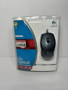 Logitech V100 3-Button USB Optical Mouse Tilt Wheel Plus Zoom NIP Sealed - Picture 1 of 4